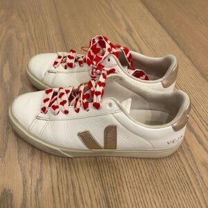 Veja Women's White and rose Gold Sneakers size 9